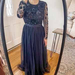 Needle & Thread Embellished Butterfly Gown in Midnight Blue